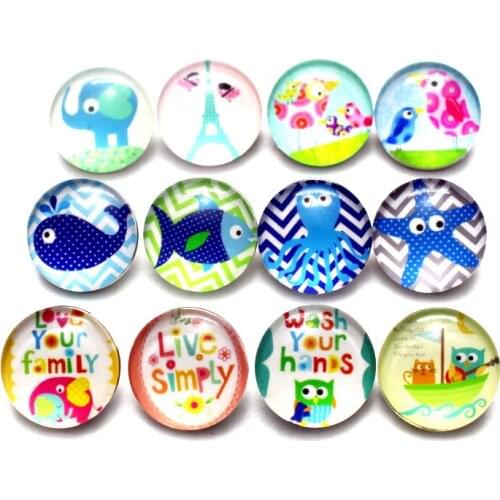 Blend Colored Cartoon Animals 10 Pcs/Lot Glass Button 18mm Clasp Charm Fits Ginger Clasp Bracelets And Bracelet Jewelr