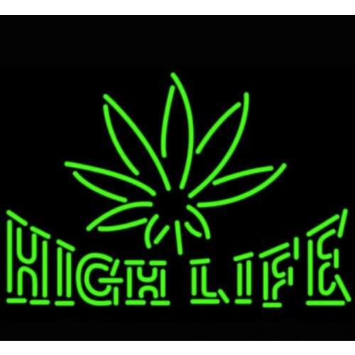 High Life Green Leaf Sign Custom Handcrafted Real Glass Tube Beer Bar KTV Store Advertise Decoration Display Neon Signs 24"X20"