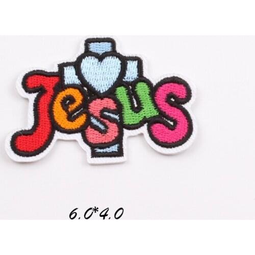 10pcs Embroidered JESUS Patch Iron On Stickers For Bags Dress Shirts Pants Jeans Coats DIY Garments Badge Appliques