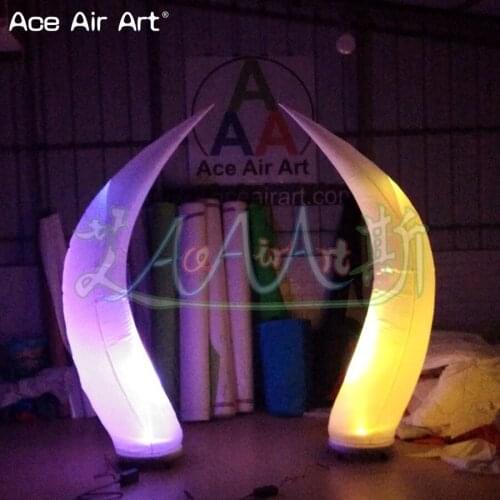 2 m H Amazing Stage Decoration Inflatable Cone,led sharp angle,Ivory horn Wedding entrance and party