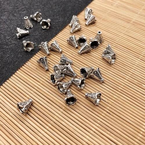 50Pcs/lot 6.5x6.5x7.5mm Vintage Flower End Cap Handmade Ornament Bead Caps Spacer DIY Jewelry Making Accessories for Bracelets