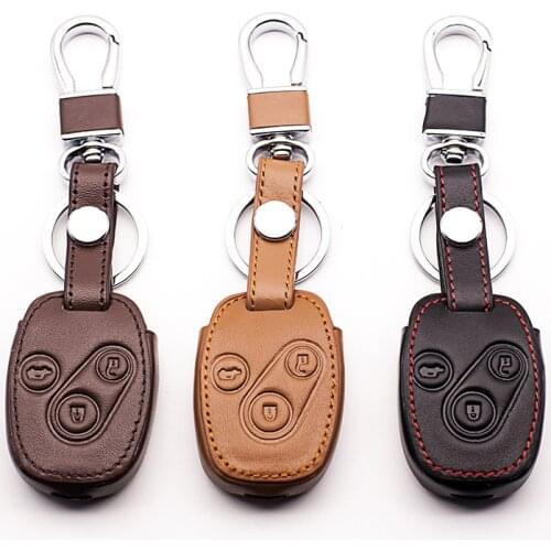 High quality Genuine Leather key chain ring cover case holder ,car styling For Honda CR-V Fit Pilot Honda Accord Civic ,3 Button