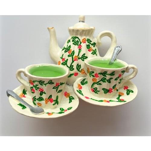 Japan Floral Pastoral Matcha Teapot 3D Resin Fridge Magnets Tourist Souvenirs Refrigerator Magnetic Stickers Home Decortion