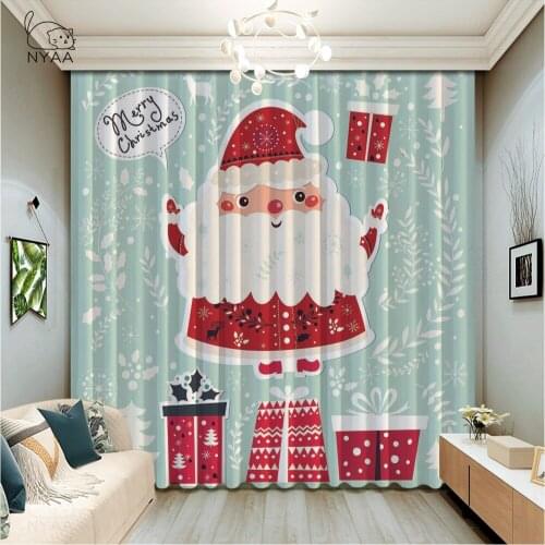 Cute Santa Claus Elk Pattern Curtain Kitchen Home ChildrenS Curtains Room Girl Drapes Curtains In The Living Room Micro Shading