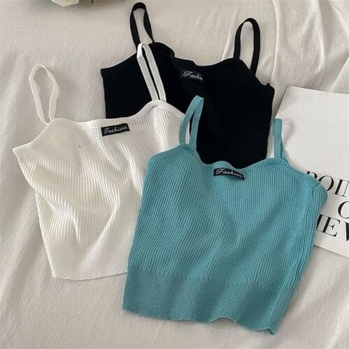 Summer Tank Top Women Knitted Vest Sleeveless Camis Mujer 2021 Korean Chic Fashion Tee Shirt Femme Dropshipping