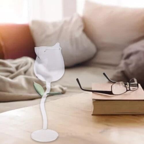 13MA Wine Glass Rose Flower Shape Goblet Lead-Free Red Wine Cocktail Glasses Home Wed