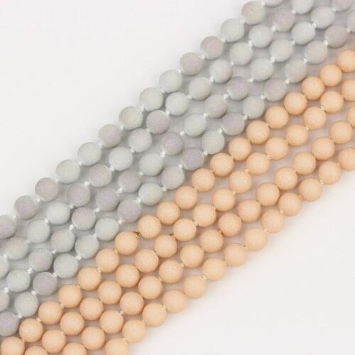 152cm, Frosted Glass Beads Chains Necklace,Long Handmade Knotted Model Necklace ,Unisex Fashion Jewelry Decoration Gift PD-01