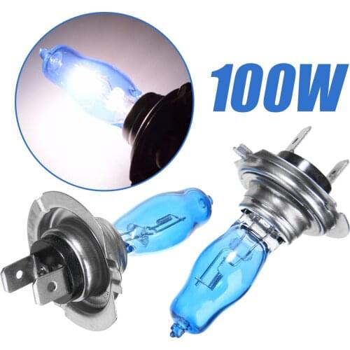 2pcs Car H7 100W 12V HOD Halogen Headlight With Xenon Light Bulb Super White For Auto Truck Motorcycle