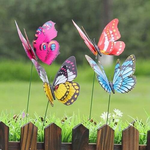50pcs Artificial Butterflies Garden Yard Planter Colorful Butterfly Stakes Decoracion Outdoor Decor Flower Pots Decoration