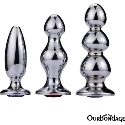 Ourbondage Stainless Steel 3 Type Beads Anal Dilator SET For Woman Men Gay Douche Enema syringe Butt Plug Anal Sex Toys