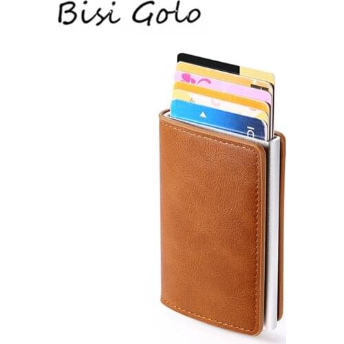 BISI GORO Smart Wallet for Men and Women Aluminum Box Credit Card Holder Mini Wallet Security RFID Holder PopUp Clutch Card Case