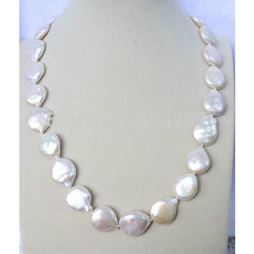 Noblest AA+ 12-13 mm white coin pearl necklace