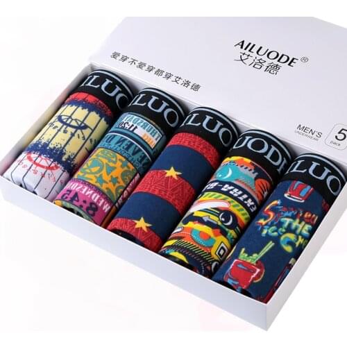 4pcs/lot Boxer Men Printed Breathable Comfortable Underwear Sexy Fashion Printed Boxers Hombre Elastic Shorts Underpants Male