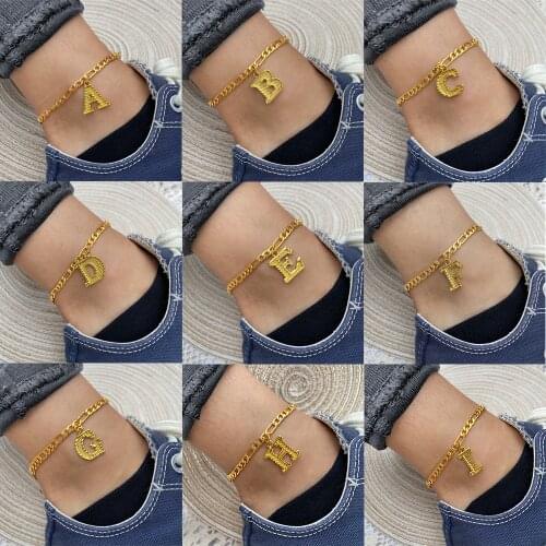 Fashion Crystal Letter Anklets Bracelet for Women An Alphabet Anklets Female Gold Color Leg Foot Chain Boho Jewelry Gift