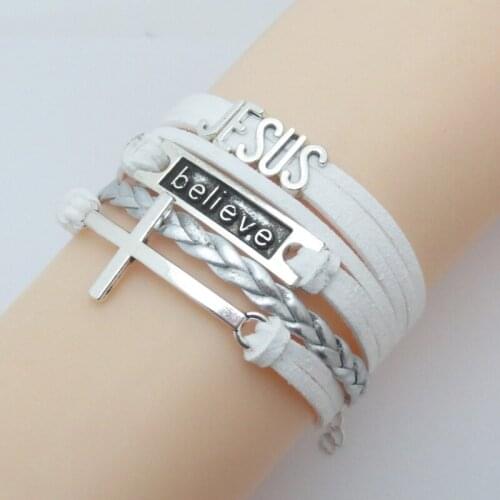 Love JESUS bracelet charm rope leather religious faith bracelets & bangles gift for men women jewelry
