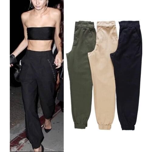 Women Ankle Length Pants Female Trousers Chic Women Army Green Pants High Waist Trousers Joggers Women Cardo Pants