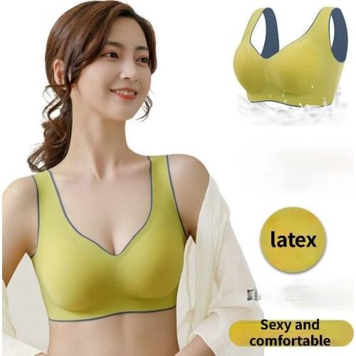 Latex Seamless Bra Push Up Bralette Bras For Top Women Underwear Set Cooling Gathers Shock-proof Female Intimate Comfortable