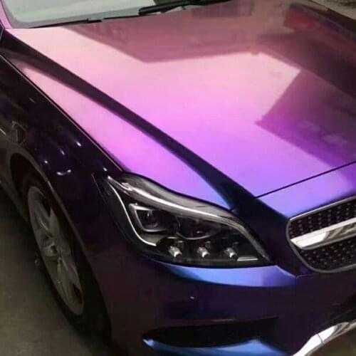 1.52X20M Air free bubbles glossy chameleon pearl metal film glossy/natte chameleon glitter car wrap purple to red