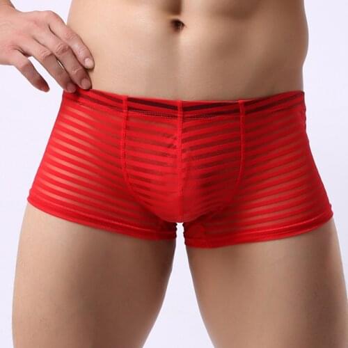 Male Mesh Boxer Sexy Breathable Underwear Mens Underpants Soft Boxers Panties U Convex