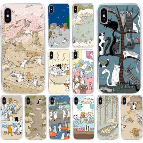 166H Cat Drink Soft Silicone Tpu Cover phone Case for iphone 5 5s se X XR XS Max case