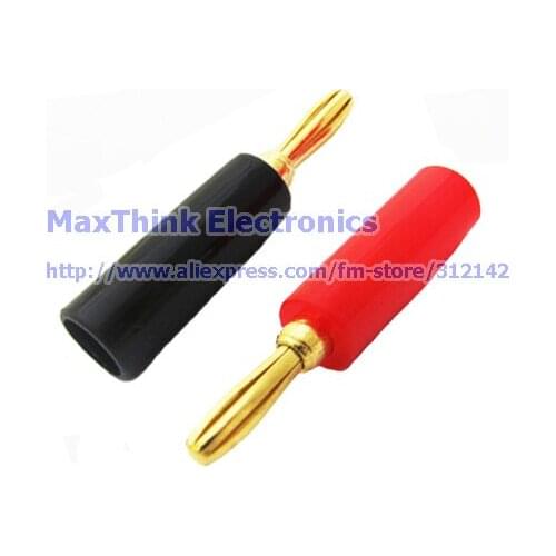 NCHTEK Speaker 4mm Banana Plug Connector,Gold Plate Male 45mm ,Red Black , 40pcs ,Free shipping