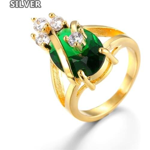 Delicate Crown Crystal Copper Gold Ring Fashion Green Zircon Palace Noble Style Female TIFF Design Jewelry GiftWeddingEngagement