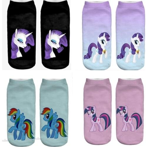 SLMVIAN Unicorn Print 3D Socks Women Kawaii Ankle Licorne Chaussette Femme Calcetines Mujer Cute Art Socks For Female