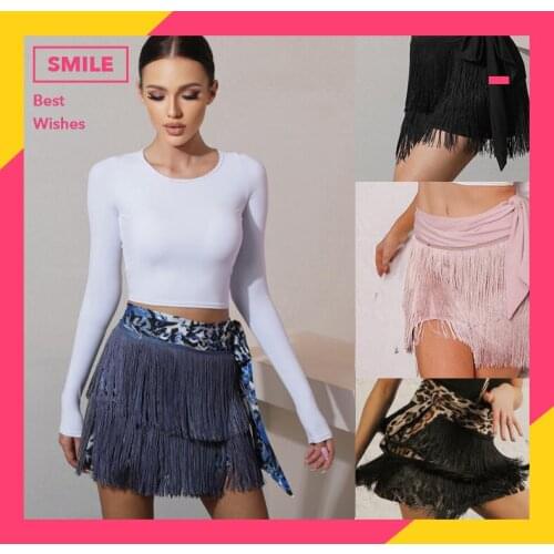 New fringe latin skirt Latin Dance Dress Women Sexy leopard Latin skirt Performance latin blouse 19134