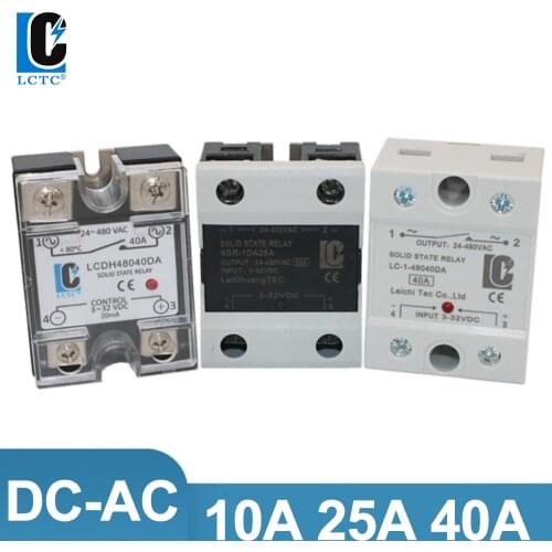 SSR 10A 25A 40A DA Single Phase DC Control AC Heat Sink 220V Relay To 3-32VDC SSR-10DA 25DA 40DA Plastic Cover Solid State Relay