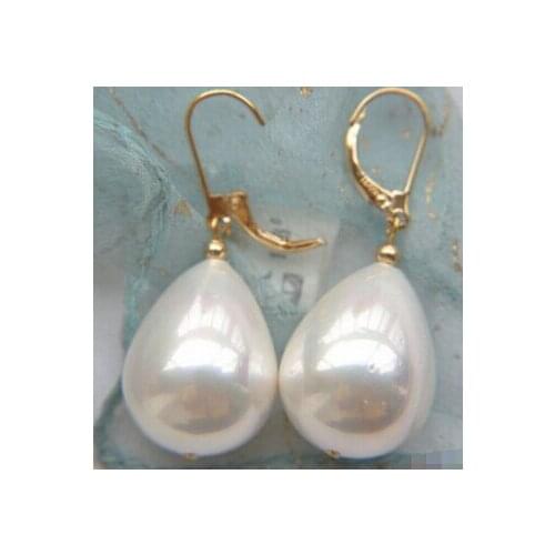 P3721 MM WHITE DRIP SOUTH SEA SHELL PEARL EARRING Lovely Fine Nobility Ladys Womens Earrings