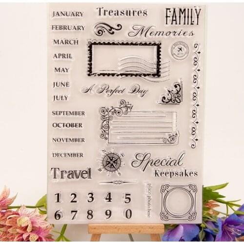 1 Pcs New Month Calendar Transparent Clear Silicone Stamps for DIY Scrapbooking/Card Making/Kids Decoration Supplies