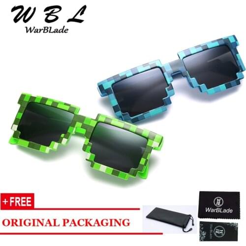 WarBLade Men Sunglasses Brand Designer Men Womens 8 Bits Pixel Retro Sunglasses Female Male Mosaic Sun Glasses 2019 Hot