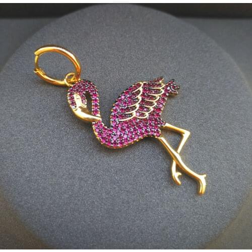 UMGODLY 1PC Fashion Yellow Gold Color Red Bird Earrings with Hoop Women UN APRES MIDI A LA PlAGE Series Jewelry