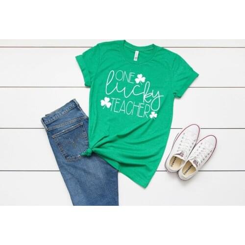 St. Patricks Day Teacher Shirt One Lucky Teacher T-Shirt Teacher Shirts Teacher Team Shirts Lucky Teacher Shirt Teach O251