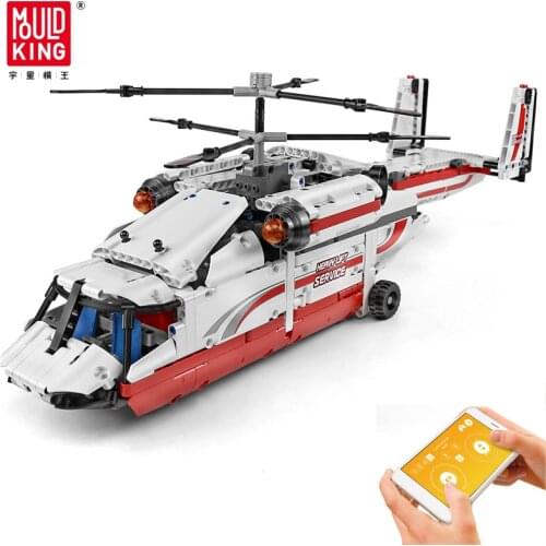 Mould King High-Tech RC Helicopter Remote Control Aircraft Amphibious Airplane Toys Building Blocks Kids Toys Child Gift