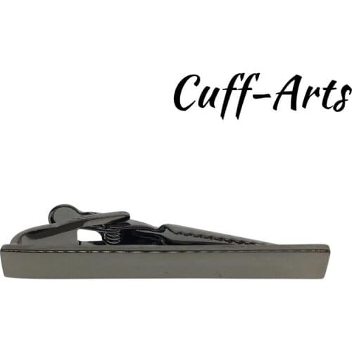 Cuffarts CUFF IT Gun Metal Tie Clip Tie Pin 5.0CM, Glossy Gun Black Split Bars for Men Business Wedding T20008