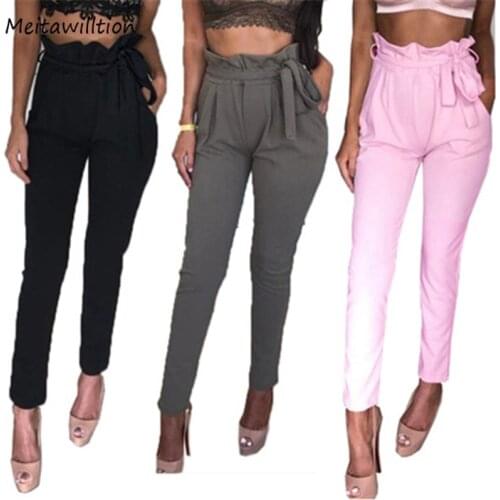 2019 Women Casual Pants Female Summer Autumn Harajuku High Waist Trousers Solid Ankle-length Capris Trousers Women Pencil Pants
