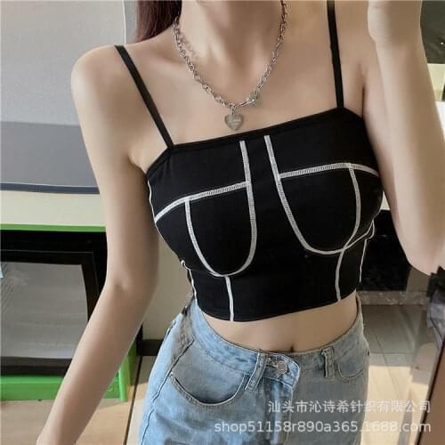 2021 Summer Skinny Strappy Women Tassels Camisole Sexy Hollow Out Y2K Lolita Lace Crop Tops Vests Harajuku Streetwear Female