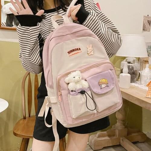 Female Student Backpack Teenagers Girls School Bag Anti Theft Nylon Backpacks Preppy Style Bagpack Simple Women Rucksack Mochila
