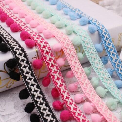 19 yards 22-color-wool-ball lace trim DIY minority clothing accessories trim tape and wool-ball lace. nigerian lace fabric