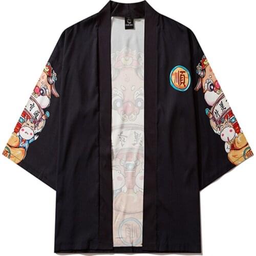 2021 Women Japanese Yukata Female Women Asian Clothes Kimono Cardigan Shirt Women Traditional Cartoons Print Kimono Pants Haori