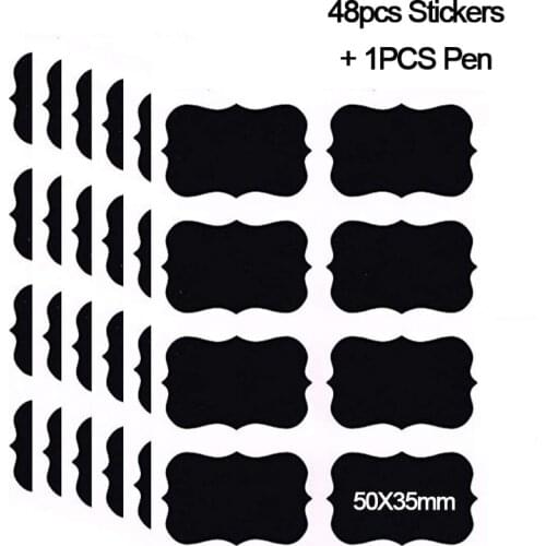 48pcs Spice Sticker Jars Stickers Kitchen Pantry Labels Kitchen Organizer Storage Bottles Waterproof With Marker Pen