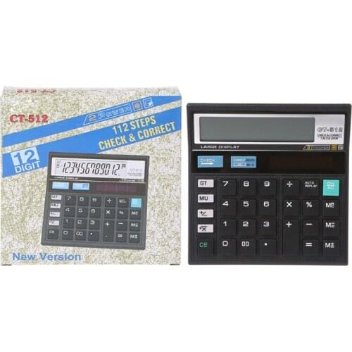 L93A 12-Digit Solar Battery Dual Power Large Display Office Desktop Calculator CT-512