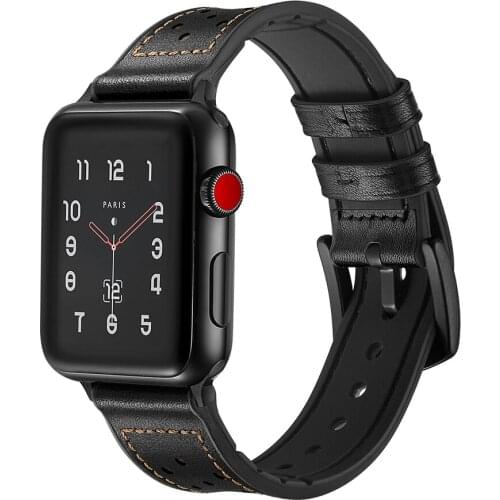 BEAFIRY Sports Leather+Silicone Strap for Apple Watch Iwatch Band 42/44mm 38/40mm for Iwatch Series1 2 3 4 5 Band Men Women Belt