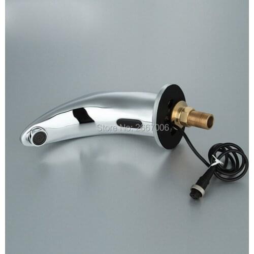 Free Shipping AC/DC Design Brass Chrome Cold Automatic Hands Touch Free Sensor Faucet Bathroom Sink Tap faucet sensor ZR6121