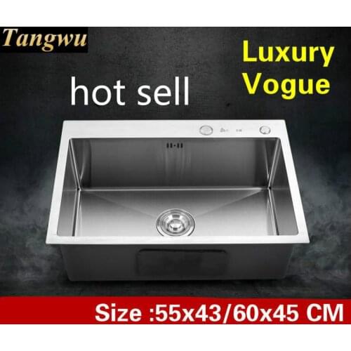 Free shipping Home kitchen manual sink single trough wash vegetables 304 stainless steel hot sell luxury 55x43/60x45 CM