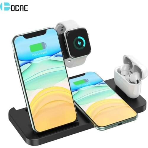 15W 4 in 1 Fast Wireless Charger Dock Station For iPhone 12 11 XS XR X 8 Apple Watch 6 5 4 3 2 AirPods Pro Qi Charging Stand Pad