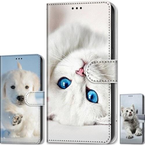 Lion Wolf Tiger Boy Flip Phone Case For Huawei P8 Lite 2017 P9 Lite P10 P20 P30 Pro Y3 Y5 Y6 Y7 Y9 2018 Cat Dog Girl Wallet P08F
