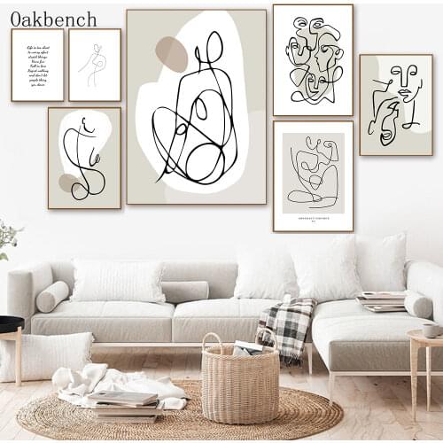 Black And White Abstract Wall Art Painting Lines Canvas Prints Nude Poster Modern Wall Pictures Interior Decoration For Home