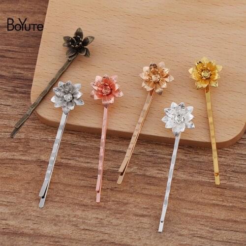 BoYuTe (20 Pieces/Lot) 15*6MM Flower Hairpins Factory Supply Vintage Hair Accessories Diy Handmade Materials